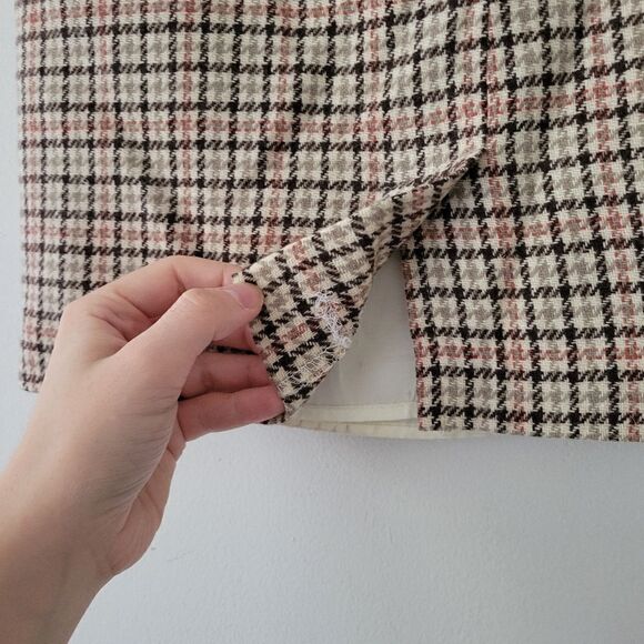 Vintage Savannah Wool Blend Mini Skirt Plaid Neutral 6P - Picture 6 of 9